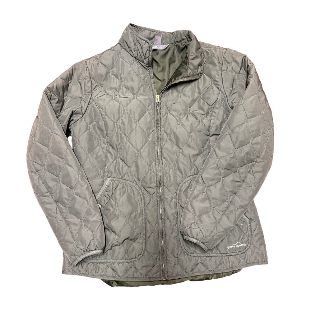 Eddie Bauer Women’s Olive Quilted Field Jacket L Utility Outdoor